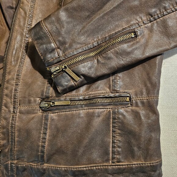 Suzy Shier Women's Brown Faux Cropped Leather Jacket - Size L - Picture 7 of 7